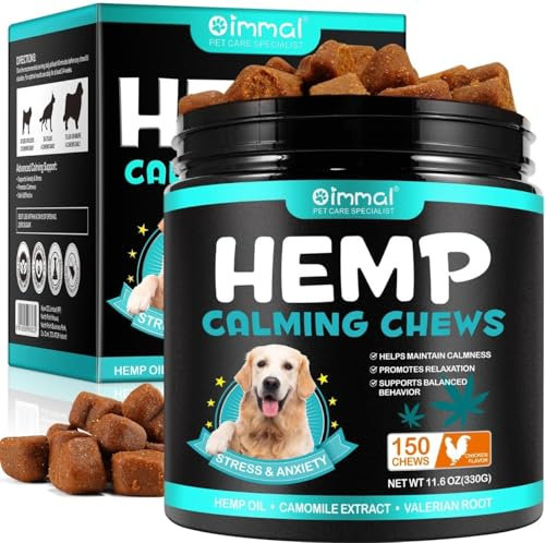 Szymoney Improved Hemp Calming Chews for Dogs, 150 Count, Stress and Anxiety Relief, with Chamomile and Valerian Root, 330g (Chicken)