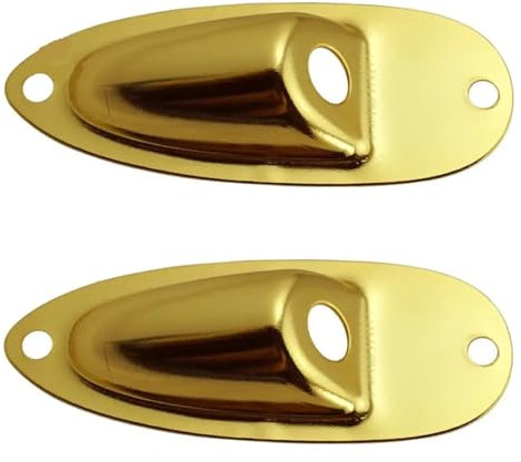 2Pc Boat Style Electric Bass Guitar Metal Output Jack Socket Plates with 4 Screws for ST for Strat for SQ Electric Guitars Replacement Part(Golden)