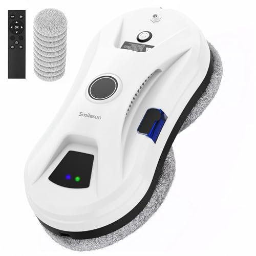 smilesun Advanced Window Cleaning Robot, 2800Pa Robot Window Cleaner with Smart Edge Detection, Remote Control, Versatile Automatic Window Cleaner for Outdoor/Indoor Glass, Mirrors, and Tiles