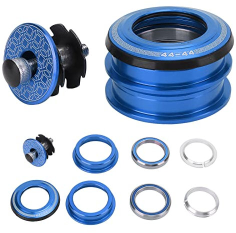 equlup Casque de vélo, 44 mm Doubles roulements en Acier Montagne Bicycle de tête de Capuche supérieur Tige de Fourche Avant BMX Noix de roulement BMX pour Tube de Fourche Droite (Bleu)