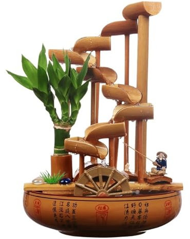 Fontaine d intérieur Fontaine de Bureau d'intérieur en céramique Lucky Zen avec Cascade et Roue à Eau créative Decoration Maison