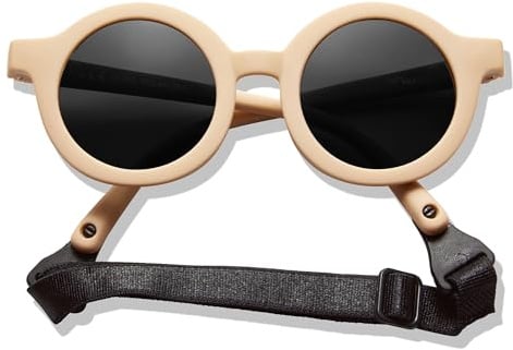 BABYMOCS Baby Sonnenbrille 0-1,5 Jahre BIOPLASTIK & POLARISIERT I Runde Sonnenbrille Baby Jungen & Mädchen BPA-frei I 100% UV SCHUTZ I Mit Band & biegsam I Schwedisches Design Sonnenbrillen Kleinkind