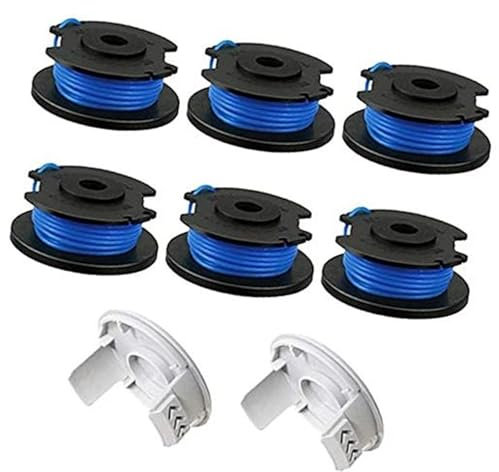XEBRAD Bobines de rechange for coupe-bordures, 0,065 (0,065), alimentation automatique, for Ryobi, One+ AC14RL3A 18 V, 24 V, 40 V, coupe-bordures sans fil (6 bobines + 2 couvercles) Bobine de fil po