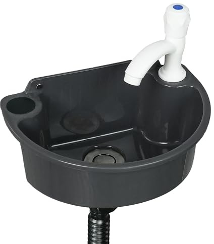 Lavello da bagno piccolo, montaggio a parete per lavabo da bagno, installazione senza trapano, autoadesivo, 30 x 20,8 cm, con foro per rubinetto da 3,2 cm, mini lavello Rv in plastica per casa