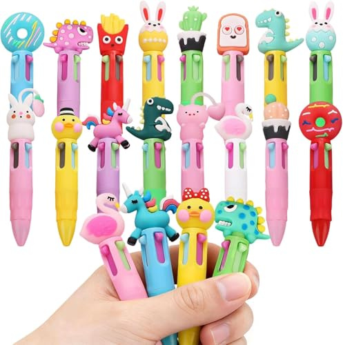 20 Stück 4 Farben mini Kugelschreiber für Mitbringsel Kindergeburtstag | süße Cartoon Stifte Kinder Mädchen Jungen, ideal als kleine Geschenke Schulbedarf Jahresendgeschenke für die Klasse