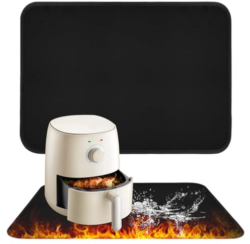 Tappetino Lgnifugo per Friggitrice, Forni, Microonde, Griglie All'Aperto | 45 × 38 cm Tappetino Resistente al Calore per Friggitrice Ad Aria, Protezione Dal Calore, Antiscivolo e Impermeabile