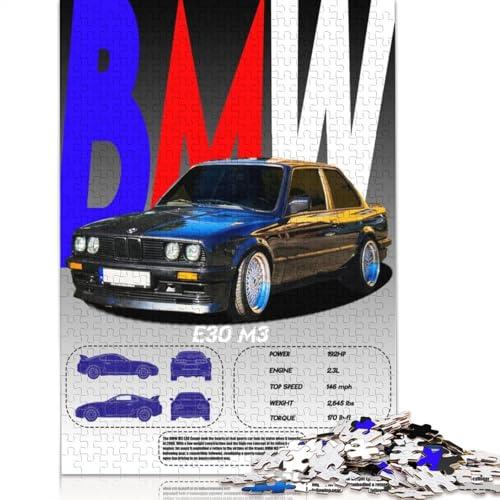 BMW M3 E30 Puzzle, 500 Teile, Puzzle für Erwachsene und Teenager, Holzpuzzle, Spielzeugspiel, Entdecken Sie Kreativität und Problemlösung, 500 Teile (52 x 38 cm)