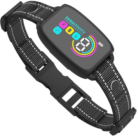 Optional-Schock Anti-Bell-Halsbänder für Hunde, KitGody wiederaufladbares Anti-Bell-Halsband für Hunde 3,6–54 kg, wasserdichtes IP67 Hunde-Bell-Halsband mit 4 Trainingsmodi und 8