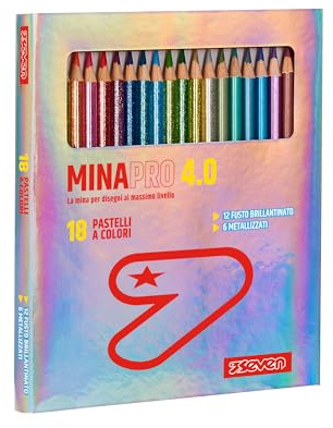Seven Buntstifte Kinder Set, Farbstifte mit 4.0 Mine, Glitzereffekt, metallische Farbe mit Namensschild, ideal für die Schule, Geschenkidee Mädchen Jungen, 18er-Pack