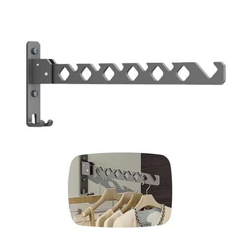 Ymswjgj 180°Drehbar Kleiderstange 180°Drehbare Kleiderhaken Kleiderstange Wandmontage Kleiderbügelverwendet Wand Kleiderständer Klappbar Edelstahl Wandhaken Kleiderlüfter（Grau