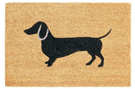 CKB LTD Sausage Dog Novelty Doormat - Dog Lover Natural Coir Welcome Door Mat with Non Slip PVC Backing, Indoor Outdoor, Front Back, 60 x 40cm