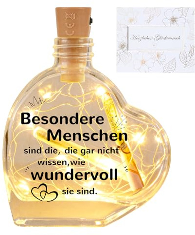 Seutgjie Besondere Menschen Geschenk Freundin Kollegin mit Grußkarten | Lehrerin Lieblingsmensch Geschenke für Frauen Mann zum Geburtstag Ostern Weihnachten Flaschenlicht mit Spruch
