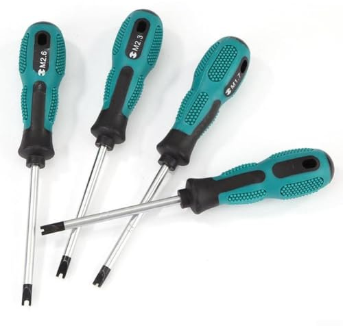Lot de 4 tournevis de type U - Embouts de sécurité pour ouverture de console de jeu électronique - En alliage de chrome vanadium - Poignée ergonomique - .7, 2,0, 2,3, 2,6 mm