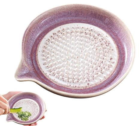 Lanmijia Grattugia in Ceramica Fatto a Mano - Grattugia per Aglio e zenzeros Inodore per Purea, Facile da Pulire, Multiuso per Frutta e Preparazione Pasti in Cucina, 13.5cm