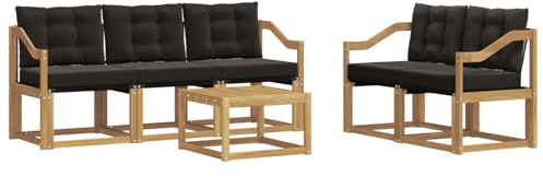 vidaXL Outdoor-Sofagarnitur mit Kissen 6 pcs Weiß und Schwarz, Gartenmöbel, modernes Ecksofa, langlebige Terrassen-Sitze, stilvolle Lounge für deinen Outdoor-Bereich