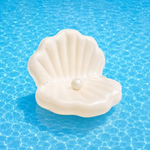 Mussla luftmadrass pool uppblåsbar pärlboll vattenstol simmatta | Stor simö pool float för vuxna och barn med handtag, för pool, strand, sommarfest och solbad