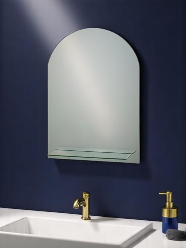 Showerdrape Greenwich Frameless Bathroom Wall Mirror, Wall Mounted Bathroom, Modern Frameless Arched For Living Room, hallway or Bedroom.