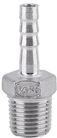 1/4 x 6mm Raccord de Tuyau de Filetage Mâle Raccord de Queue de Tuyau de Barb BSP Acier Inoxydable SS304 Raccord Rapide à Air Comprimé (1/4x6mm)