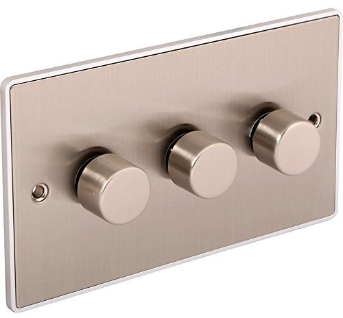 United Electrical Brushed Chrome 3 Gang 250w Dimmer Switch (Urban Edge UE12BCB)