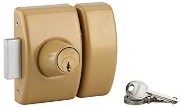 THIRARD - Verrou à Bouton Design 5 pour Porte d'Entrée - Cylindre Laiton 40 mm - Ø 23 mm - Acier Époxy Bronze - 3 Clés Plates Crantées - Hauteur 94 mm - Largeur 60 mm