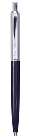 Q-Connect Penna a sfera Prestige, penna automatica/ideale per l'ufficio, la casa o la scuola/clip in metallo/cartuccia sostituibile/inchiostro: blu/argento/1 pezzo/