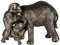 Casablanca Deko Figur Skulptur - Elefant Zambezi mit Jungem - grau/Gold - 29 x 21 cm