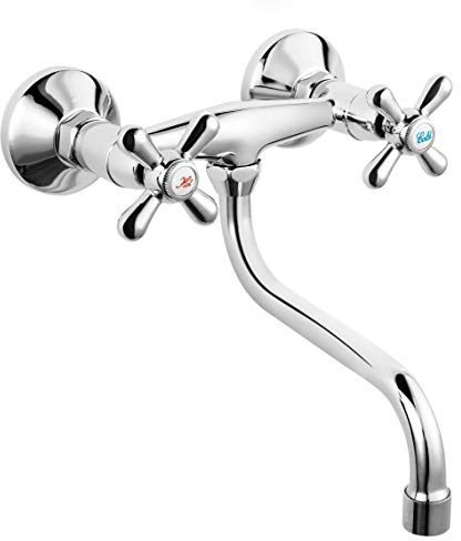 Saniworld Nostalgie Wandarmatur Armatur Wasser Wand Wandmontage Chrom Retro Zweigriffarmatur