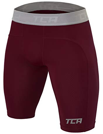 TCA Men's Pro Performance Compression Base Layer Thermal Under Shorts - Cabernet, XL Men