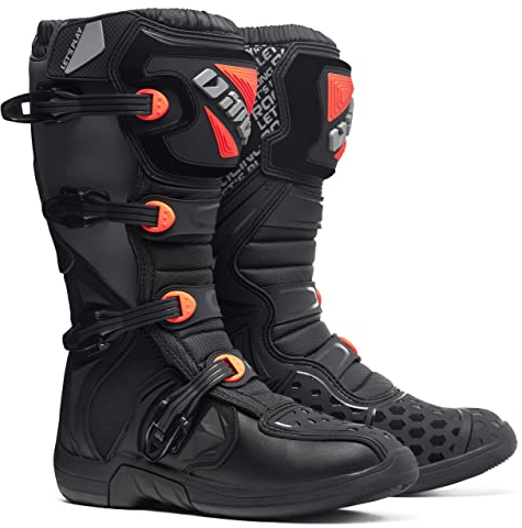 IMX RACING X-TWO Botas de moto Motocross Enduro Negro/Gris/Naranja Certificación CE Sujetadores de cuatro etapas Microfibra para un mejor manejo de las cubiertas de la motocicleta TPU y TPR