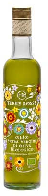 Terre Rosse - Huile Olive Bio Pression a Froid - Extra Vierge 100% Italienne Monocultivar Moraiolo - Certification Kosher/P - Édition Limitée Récolte des Olives 2025-1 Bouteille en Verre 500 ml