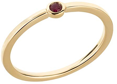 Ardeo Aurum Damenring aus 375 Gold Gelbgold mit natürlichem Rubin rot im Solitär-Stil schmal Vorsteckring Gr. 58