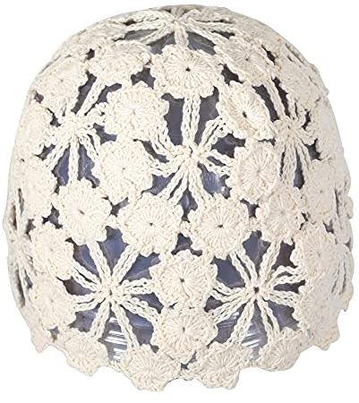 ZLYC Damen Berretto In Cotone All'uncinetto Con Teschio Beanie-Mütze, Beige, Einheitsgröße