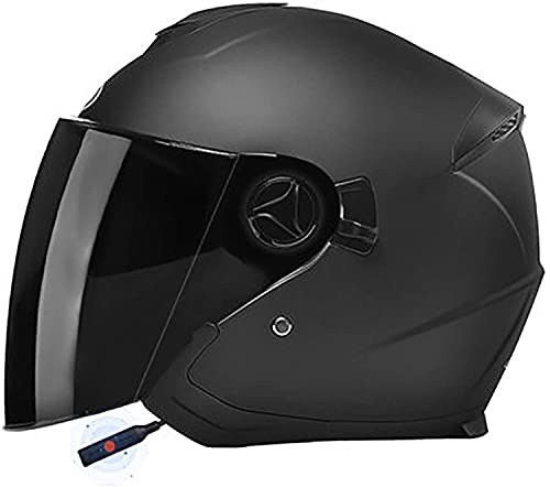 Casco Moto Jet Casco Scooter Aperto Bluetooth Caschi Motocross Con Doppia Visiera Antiappannamento Caschi Moto Omologati ECE Con Microfono Incorporato Per Uomini E Donne Adulti H,54-59CM