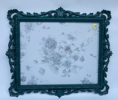 Extra Anfertigung Hängerahmen Lackiert Bilderrahmen Barock Moos GRÜN mit Glas 43x37 cm Rahmen Fotorahmen 31cm x 25cm Antik Stil Barockrahmen Prunkrahmen dekorativer Rahmen C532 Moos GRÜN Bilderrahmen