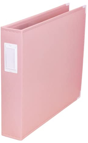 Craftelier - Album fotografico in ecopelle con copertina rosa confetto, 3 anelli e 5 buste 30,5 x 30,5 cm | Perfetto per fotografie, layout e composizioni di vita di progetto
