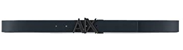 Armani Exchange Herren Bicolor, Buckle Logo Belt, Navy/Truffle, S