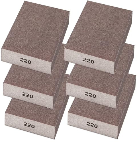 Sunxeke 6Pcs Sanding Sponge 220 Grit Blocks for Pot Brush Pan Brush Metal Sanding Wood Sanding Washable&Reusable N-G-001-220