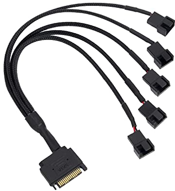 Kühler Lüfter Adapter Kabel, 15 Pin SATA auf 5 x 3 Pin / 4 Pin PWM 12V PC-Gehäuselüfter Stromadapterkabel, (PWM-Anschluss) auf 15 Pin SATA Computerkühler Kühlung Lüfter Splitter Y Stromkabel …