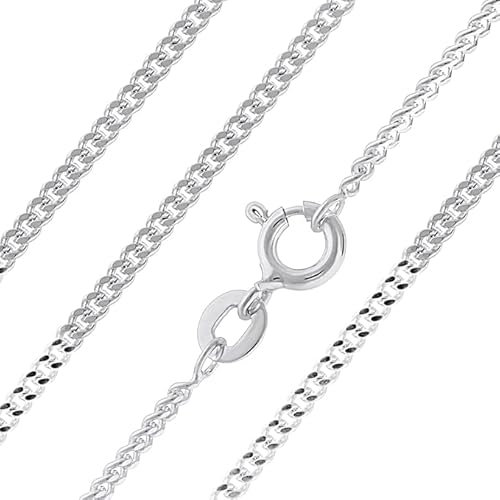 Aeon 925 Sterling Silver Necklace - 1mm Diamond Cut Curb Chain Necklace | 30 Chain | Polishing Cloth & Pouch Bag Included