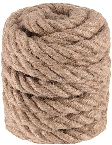 MUKCHAP 5 M x 26 MM Jute Rope, 4 Strands Twisted Manila Rope, Thick Brown Natural Jute Twine Cord for Crafts, Gardening, Bundling
