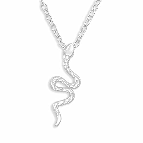 Monkimau Halskette Damen mit Schlangen Anhänger aus 925 Sterling Silber Snake Necklace Silver Women Charm Kette Schmuck Geschenke für Kinder Mädchen Frauen