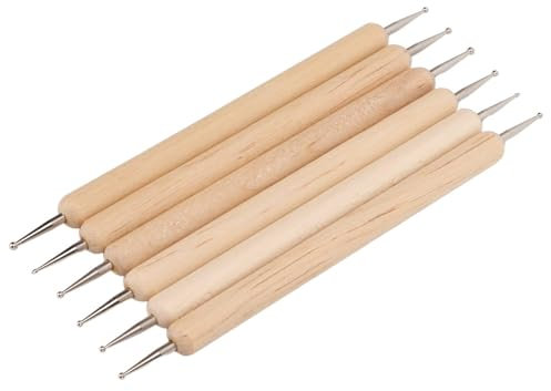 Agatige 6 uds, Doble Cabezal Herramientas De Punzonado para Repujado, Lápices De Repujado De Doble Extremo, Herramienta De Punteado De Doble Extremo,para Hacer Esculturas De Cuero DIY