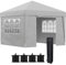Outsunny Pop-up-Gartenlaube Faltbare Laube Barnum Partyzelt 3 x 3 m UV-beständig 30 + mit Fenstern Seitenwände Tragetasche Sandsäcke grau