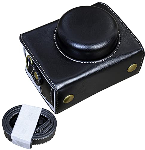 Rieibi ZV1F Case - Vintage PU Leather Camera Case for Sony ZV1F ZV-1F ZV-1M2 ZV-1 Mark II DSLR Camera - ZV-1F ZV-1 II Protective Case - Black