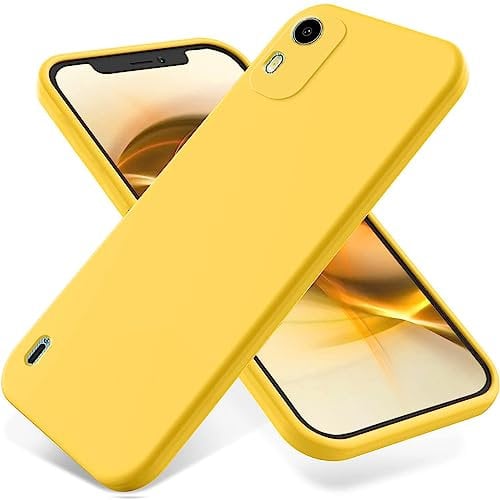 EasyShow Compatible with Nokia C12 Case, Liquid Silicone Gel TPU Case, Gel Rubber with Microfiber Case Cover, with Suitable for Nokia C12 Shockproof cover (Yellow)