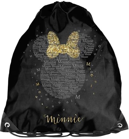 PASO Kinder Turnbeutel/Sportbeutel 36x32 cm - Minnie Maus - Grau