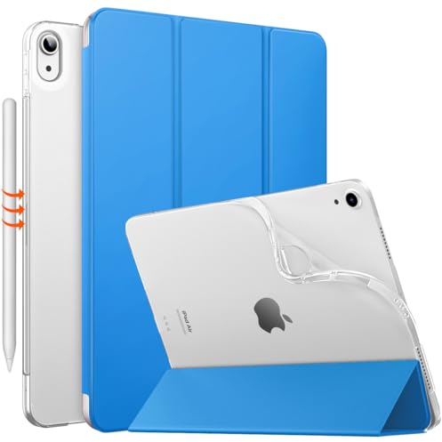 MoKo für iPad Air 11 Zoll Hülle 7./6. Generation M3/M2 2025/2024, iPad Air 5./4. Gen Hülle 2022/2020, Transluzent Matt Weich TPU Rückseite, Unterstützt Pencil Pro/2/USB-C, Blaue Welle