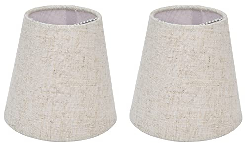 2 Pcs Abat-Jour, Abat-Jour à Clip pour Lampe de Bureau Abat-Jour en Forme de Tambour pour Lampe de Table, Lustre et Lampe Murale (Beige)