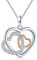 Twoowl Herz Halskette 925er Sterlingsilber Drei Generationen Anhänger Liebes Schmuck Geschenke für Frauen Großmutter Mutter Enkelin Geburtstag