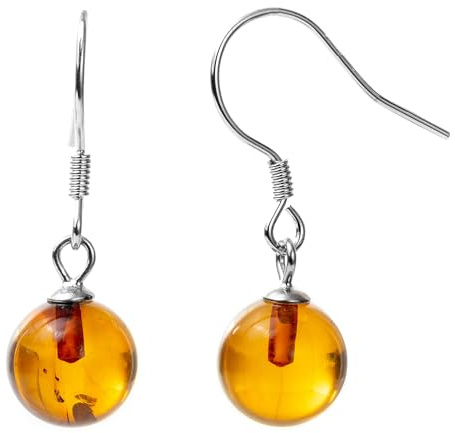 Amber Sterling Silver French Hook Drop Earrings for Women